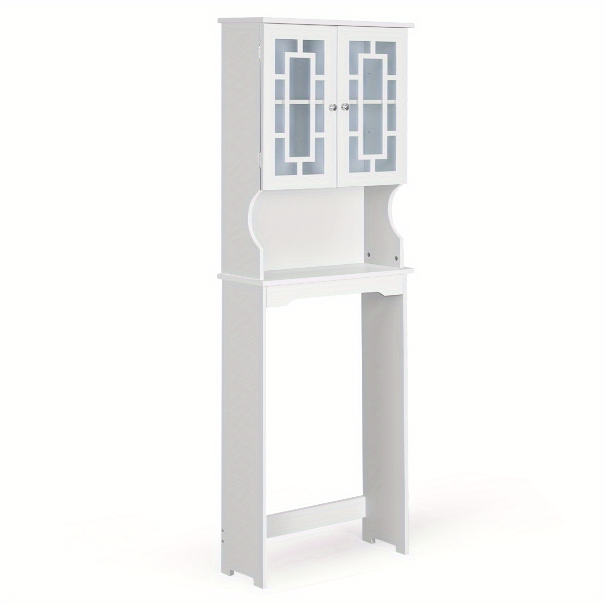 Over-toilet Storage Cabinet, Freestanding Toilet Storage Organizer With Internal Adjustable Shelf And Open Storage Box White