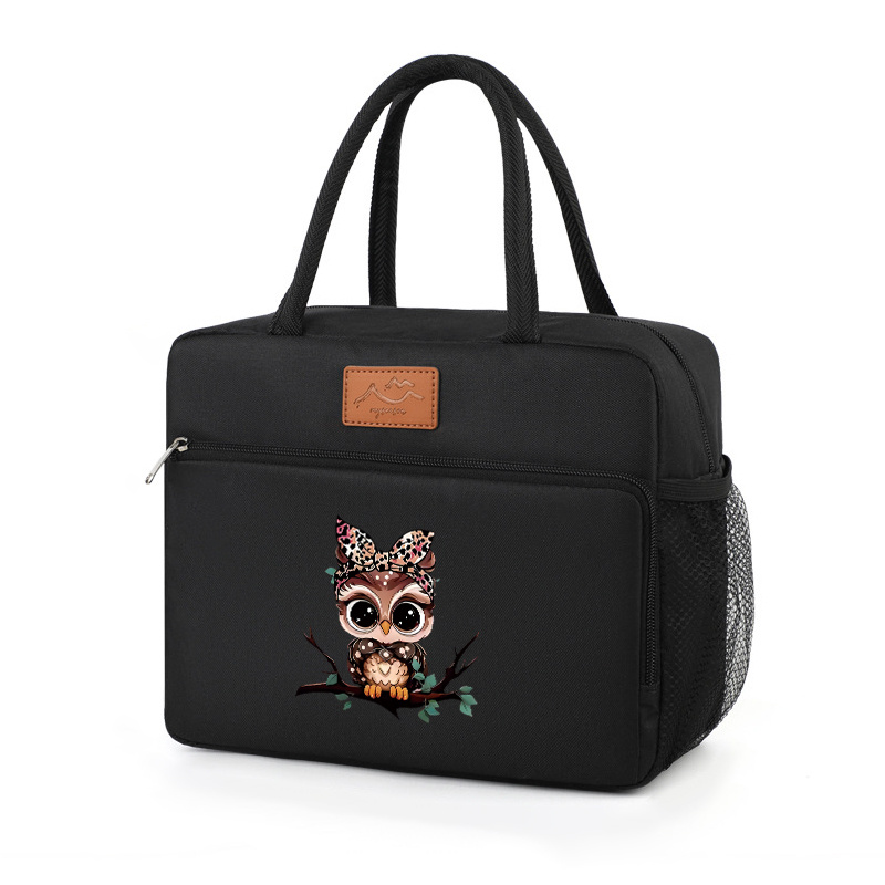 TEMU Sac à déjeuner isotherme durable avec fermeture éclair, grande , sac fourre-tout pour , fantaisiste avec nœud imprimé léopard, sac lavable à ,