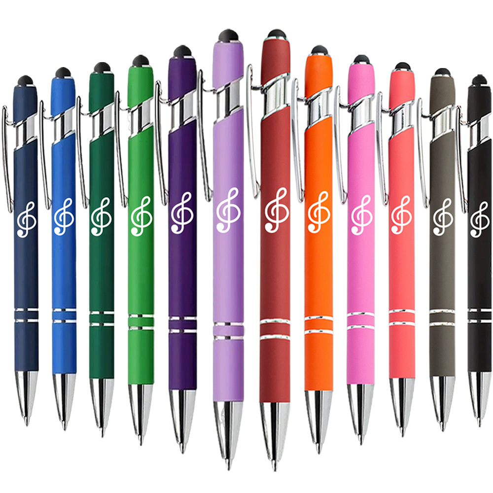 Image of 12pcs Music Note Ballpoint Pens. 2-in-1 Retractable Touch Screen Musical Note Ballpoint Pen With Stylus Tips Music Teacher Student Gift Party Favor(assorted Colors) Christmas Gifts.