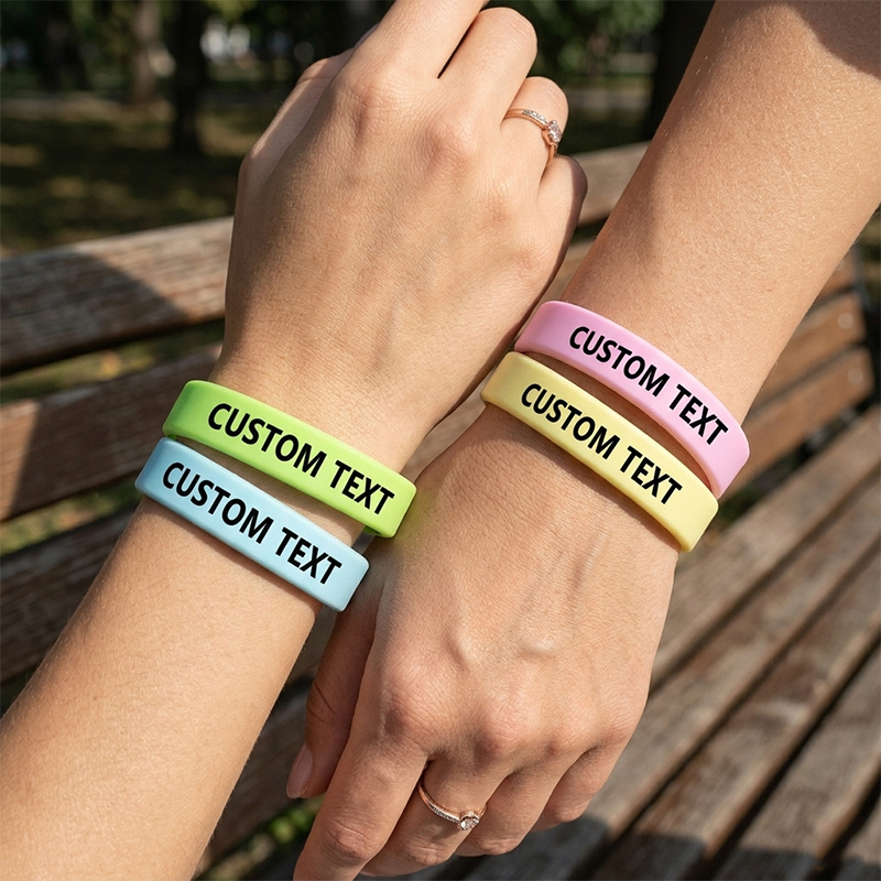 100pc Custom Glow-in-the-Dark Silicone Bracelets Set