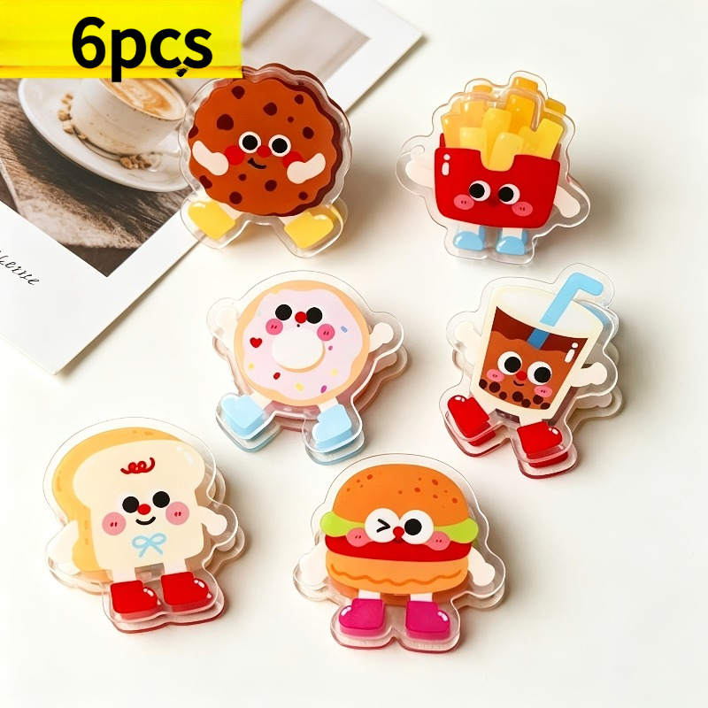 TEMU 6pcs Fun Snack Bag Clips, Cute Bread And Dessert Design, Acrylic Pp Multipurpose Clips, Suitable For Food Packaging, Receipts, Notes, Documents,