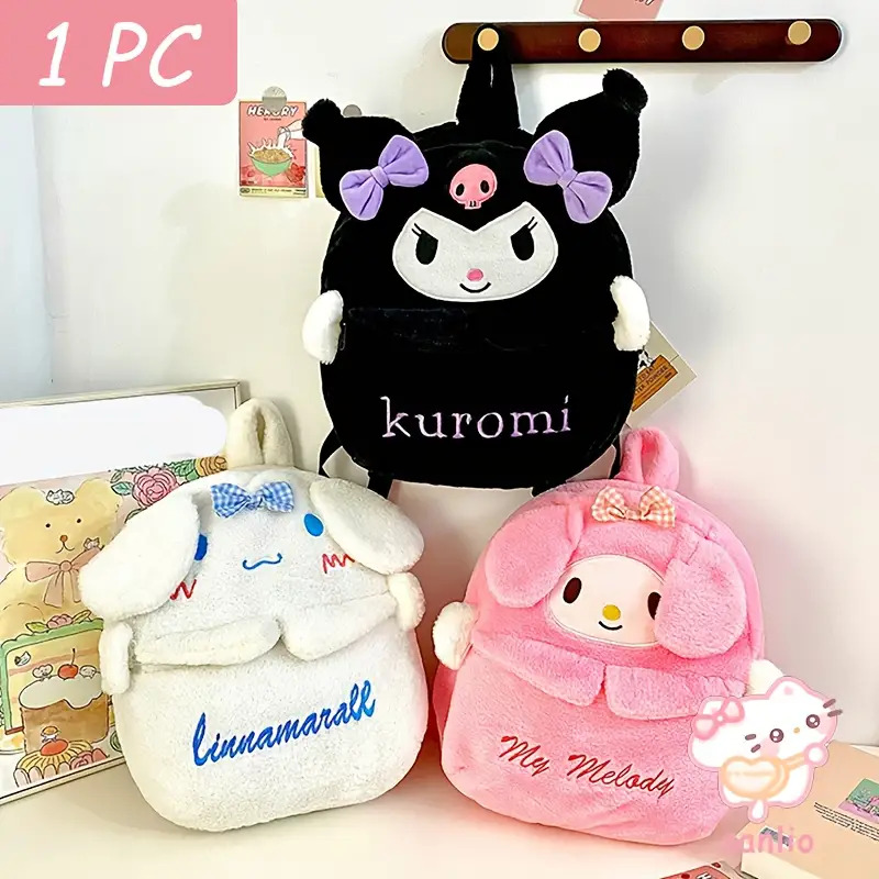 Sanrio for kuromi Backpack - Cute for kuromi Face with Expressive Eyes & Pink Bow, Large Capacity School Bag with Secure Zipper Closure, Lightweight Japanese Anime Backpack for Girls, for Kuromi Collectors Gift for School, Travel