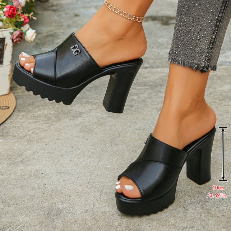 TEMU Women's Platform Heels - Round Toe With Thick Sole, Upper, Super High Heel (summer Wedge) For Parties - Comfortable, Women Shoes