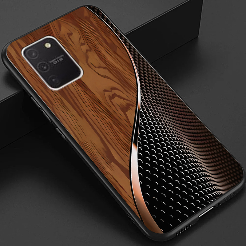 TEMU Case For S10 Lite Phone Case, Stylish Black Green Brown And Scales Pattern Glossy Glass Back Cover Business Gift