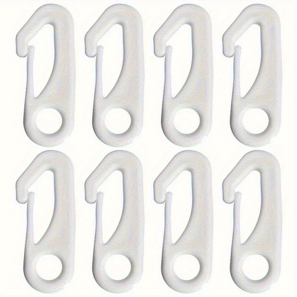 Image of 8pcs Durable Plastic Flag Pole Clips With Nylon Snap Hooks - Sleek For Secure Outdoor Banner Displays, Weather-resistant White Lanyards For Garden, Events, & Commercial Use, Flag Pole Accessories