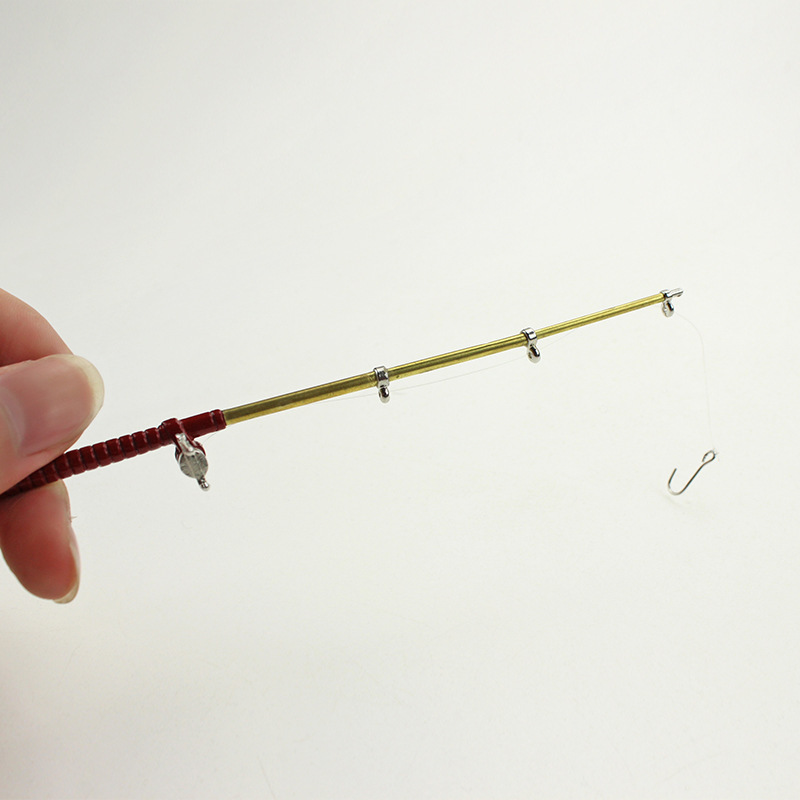 miniature metal fishing rod model mini simulated fishing accessory for dollhouse micro landscape props ideal   enthusiasts and birthday presents scene model shooting props holiday gift