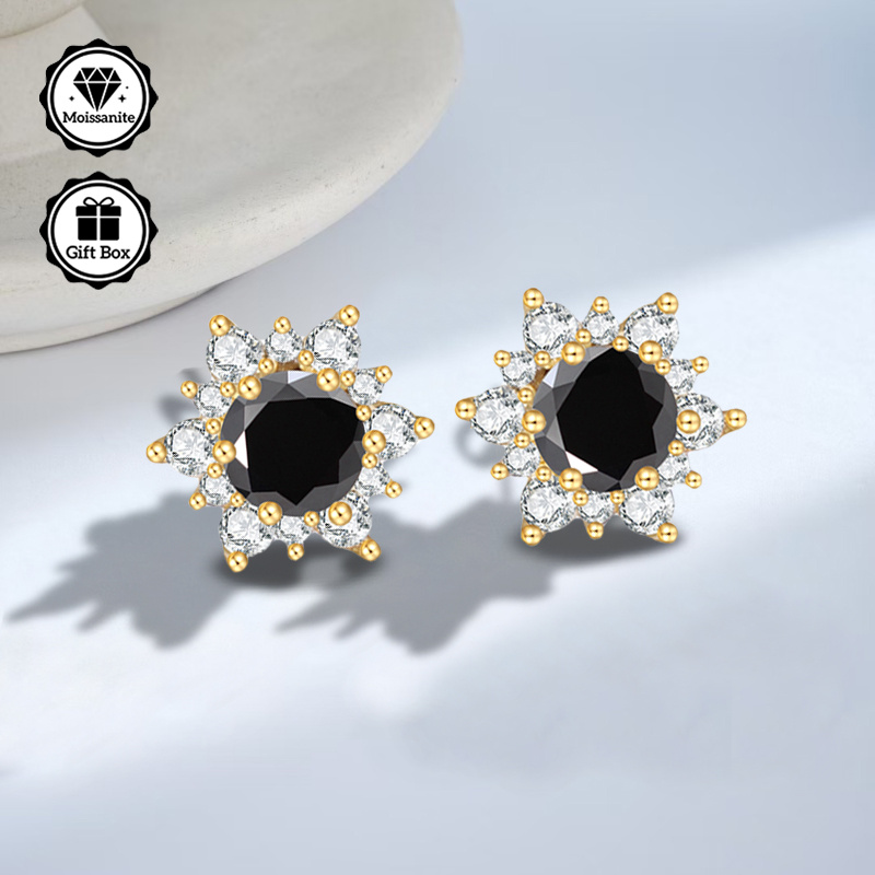 Floral-Shaped Moissanite Earrings, Minimalist Design