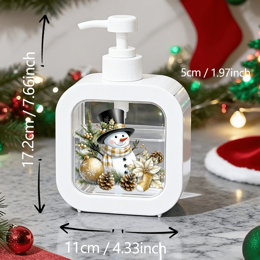 TEMU Bathroom Dispenser With Hand Pump - Snowman Christmas Decoration, Suitable For Bathroom, Kitchen, Sink - For Soap, Hand Sanitizer, Body Wash,