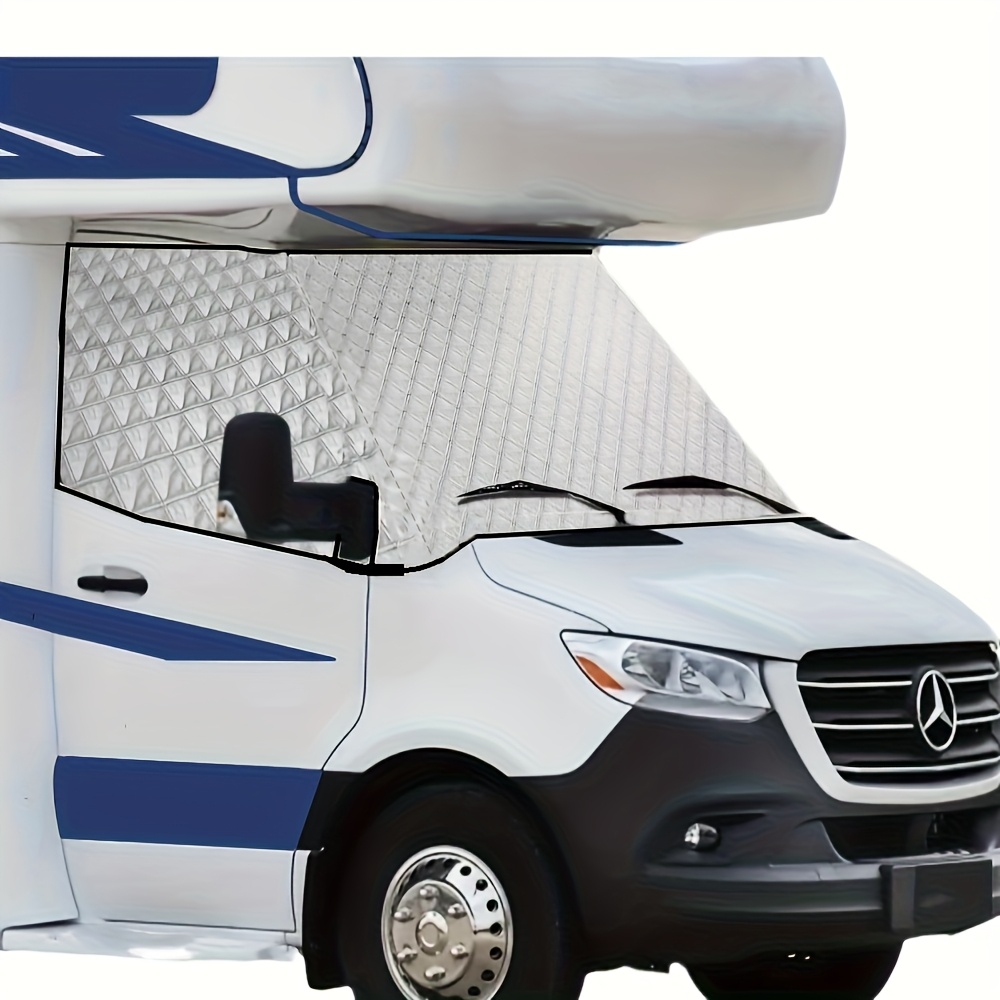 Magnetic RV Windshield Cover with Side   Cutouts& Corner Straps- Durable   Sunshade Trailers, Campers, Motorhomes, Dustproof, Privacy Shade, Trailer Accessory, Sleek Vehicle Look, Full Coverage Design, Motorhome Accessory, Camper Shade,   Look, High Quality Cover, Reinforced Edges, Shade, Windshield Protector, Trailer  , Rv Owners