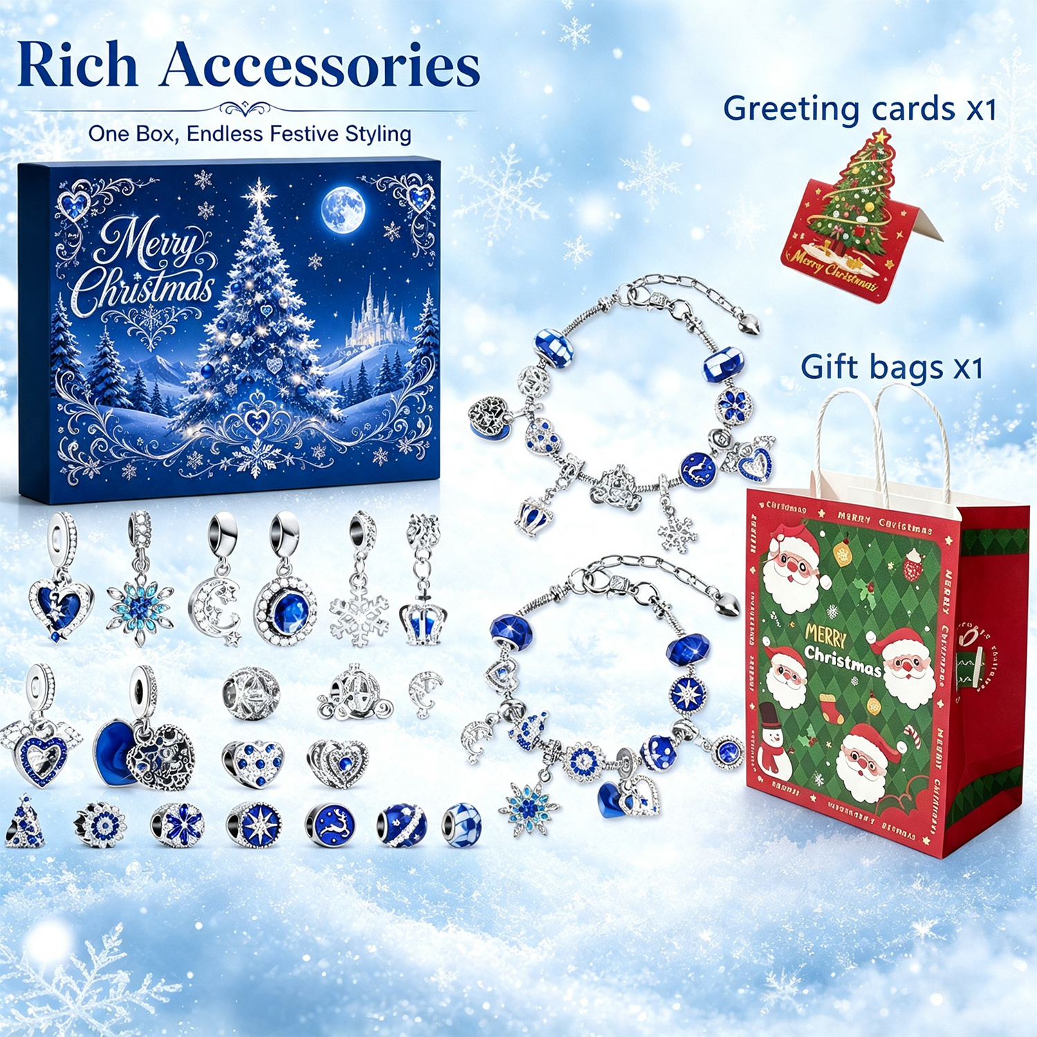 Christmas Countdown Calendar with 24 Compartments, Festive Gift