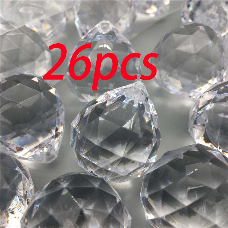 Image of 26pcs Acrylic Prism Ornaments - Pendants For Home & Window Decor, Ideal For Weddings, Engagements, Birthdays & Valentine's Day , Christmas Tree Decorations