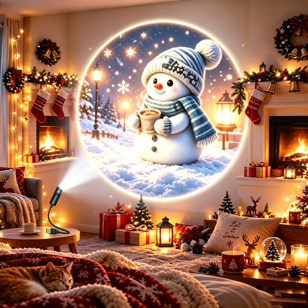 TEMU 8 piezas de láminas de luz de la serie navideña + luz de proyector, luz LED de Navidad USB portátil, decorativa festiva, múltiples patrones: