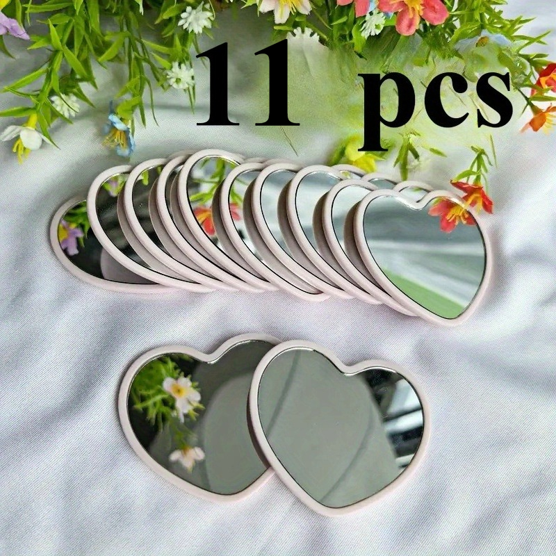 11 Heart-Shaped Portable Mirrors in 3 Color Options, Easy Glass Makeup Mirror