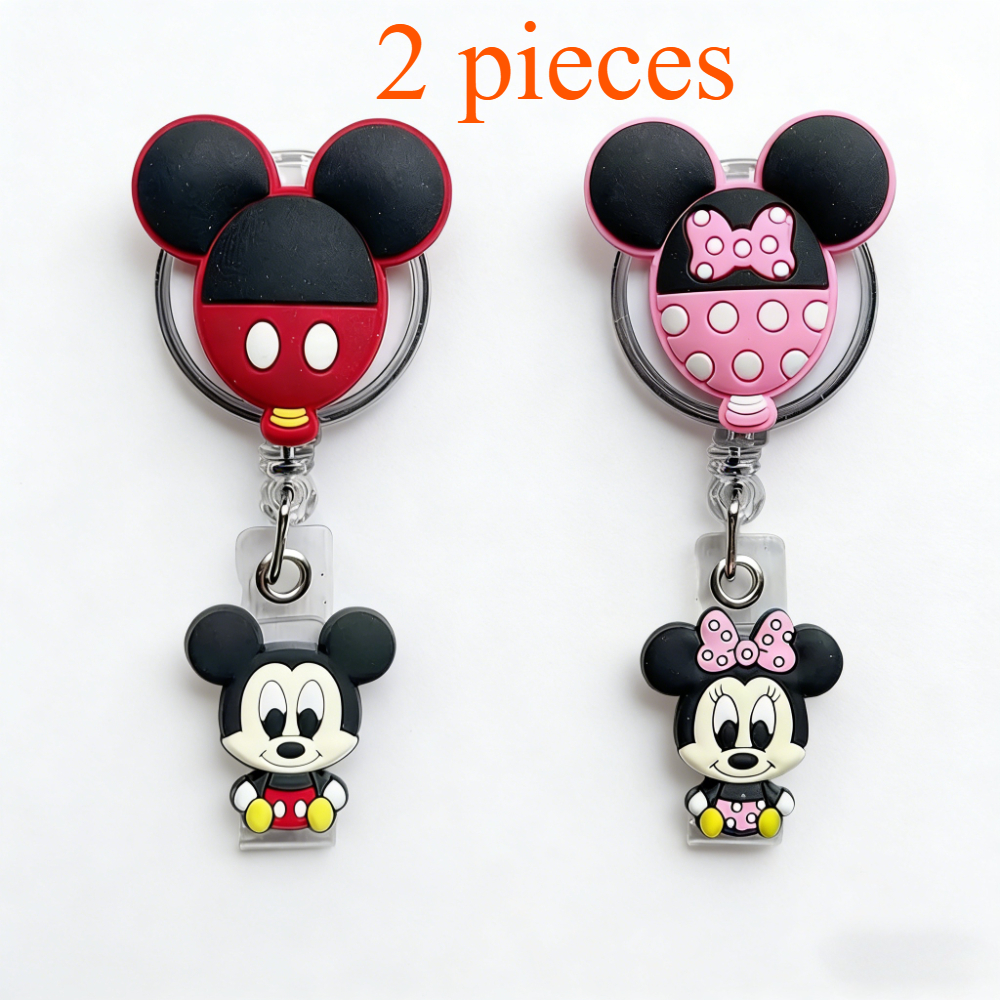 TEMU 2D 2 pezzi Disney e Minnie Infermiera e Porta Badge da Lavoro, Porta Certificato Elasticizzato con Motivo Animati, Porta Carte Attraente, Porta