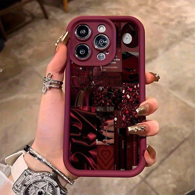 phone case a wine red pattern phone case a unique - Temu Bahrain