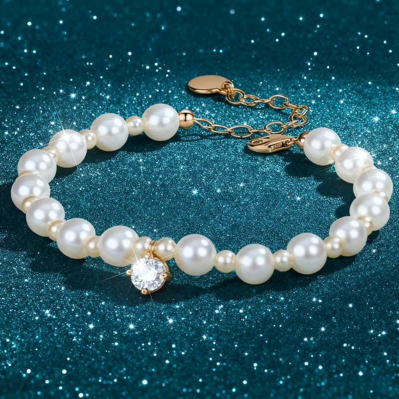 Image of 925 Silver 0.5 Carat Moissanite Shell Bracelet High Quality Minimalist Luxury Unisex Jewelry Daily Party Wedding Wear Gift For Valentine Mother Day Birthday Anniversary With Box