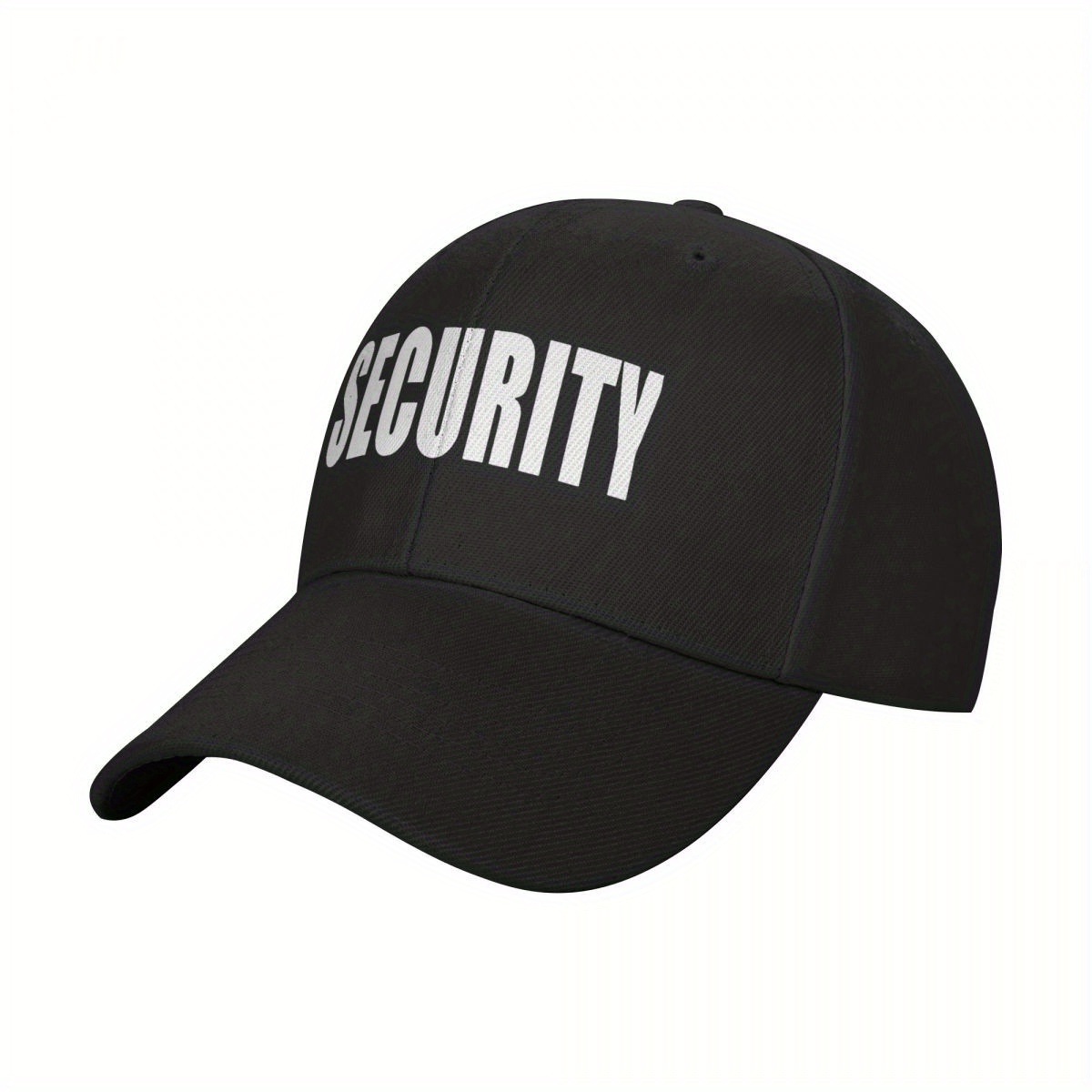 TEMU Army Security Baseball - Security Text, Black Hat For , Polyester Casual, Surveillance, Events, Everyday Security - Durable Unisex Baseball