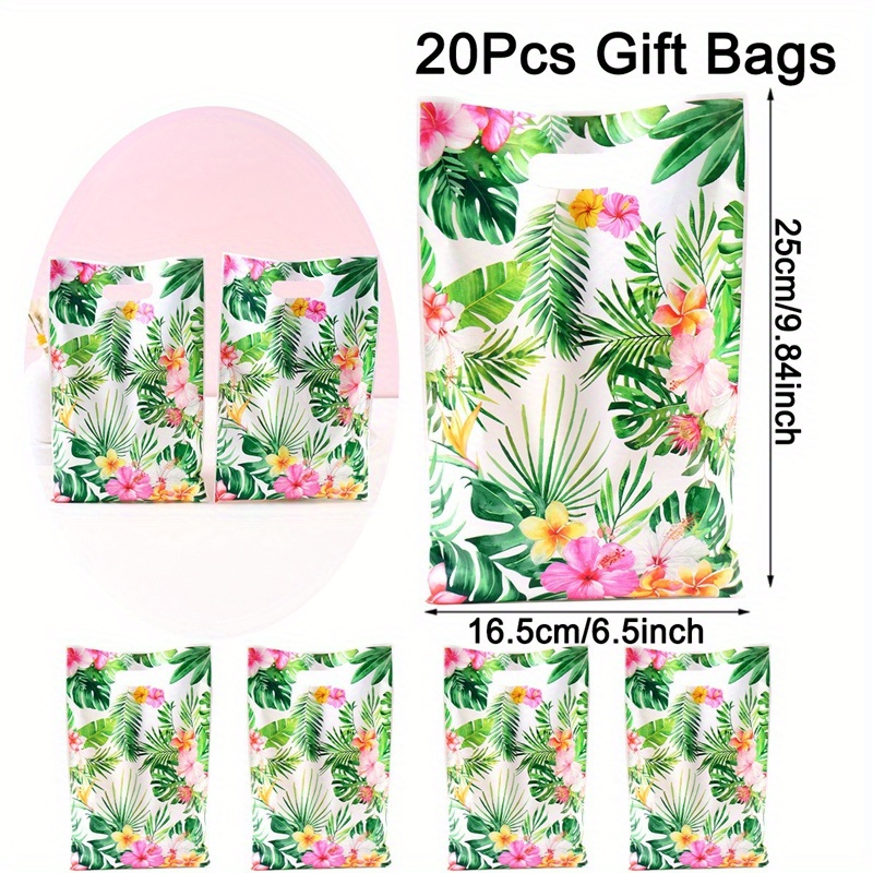 20/50pcs Hawaiian Turtle Leaf Gift Bags - Tropical Floral Plastic For Luau Parties, Beach Weddings And Summer Events