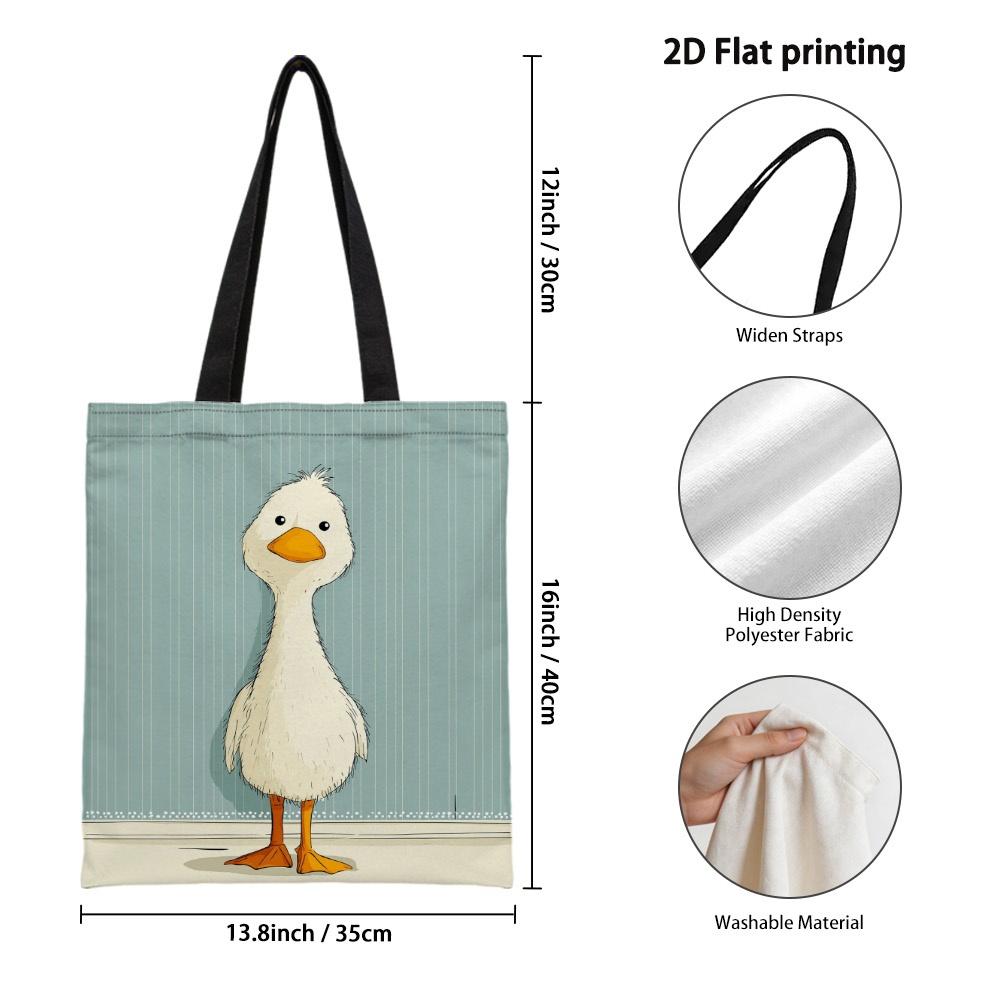 1pc 2d Flat Printed Cute Standing Tote Bag, Reusable Grocery Bags With Large Capacity, Foldable & Lightweight Shoulder Bag For Daily , Travel, And Holiday Gifts, Fashionable Unisex Handbag, 2d Flat