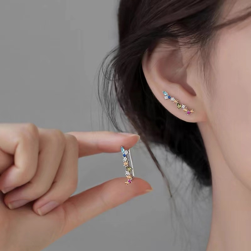 

2pcs 925 Pure Silvery Needle , Light Luxury, High-end Design, Zirconia Earrings And