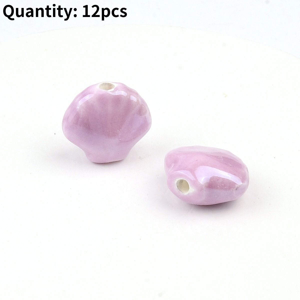 12pcs Scallop Shell Ceramic Beads for DIY Jewellery Making