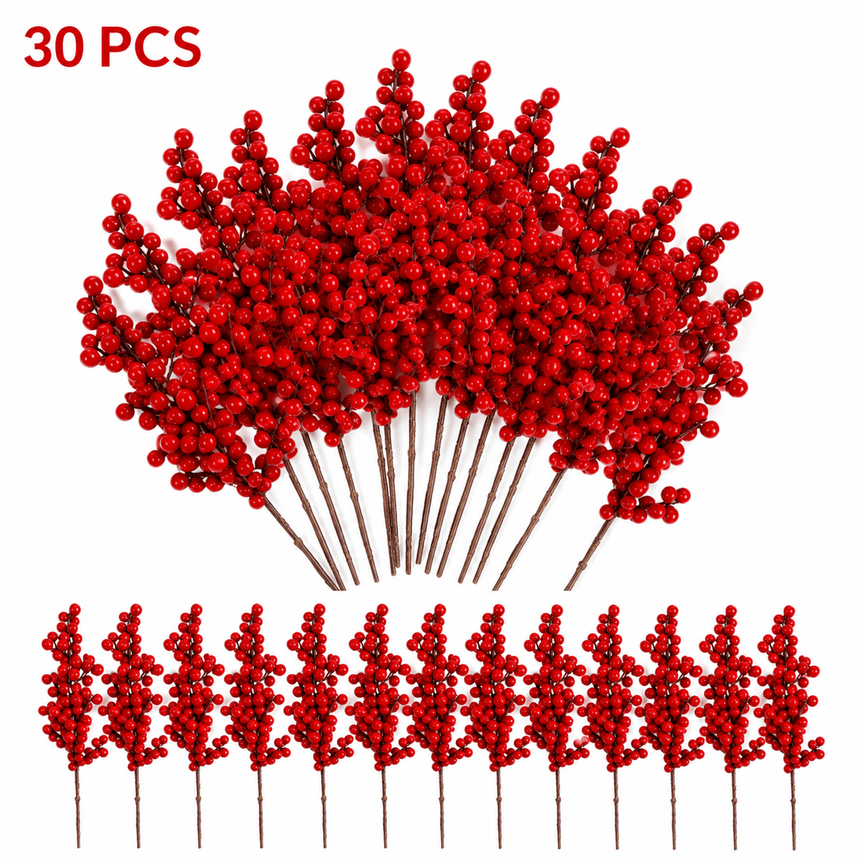 TEMU 30 Artificial Branches, Flexible For Diy Shaping, Christmas Tree Floral Arrangements, Holiday Floral Decor, Christmas Decoration Floral