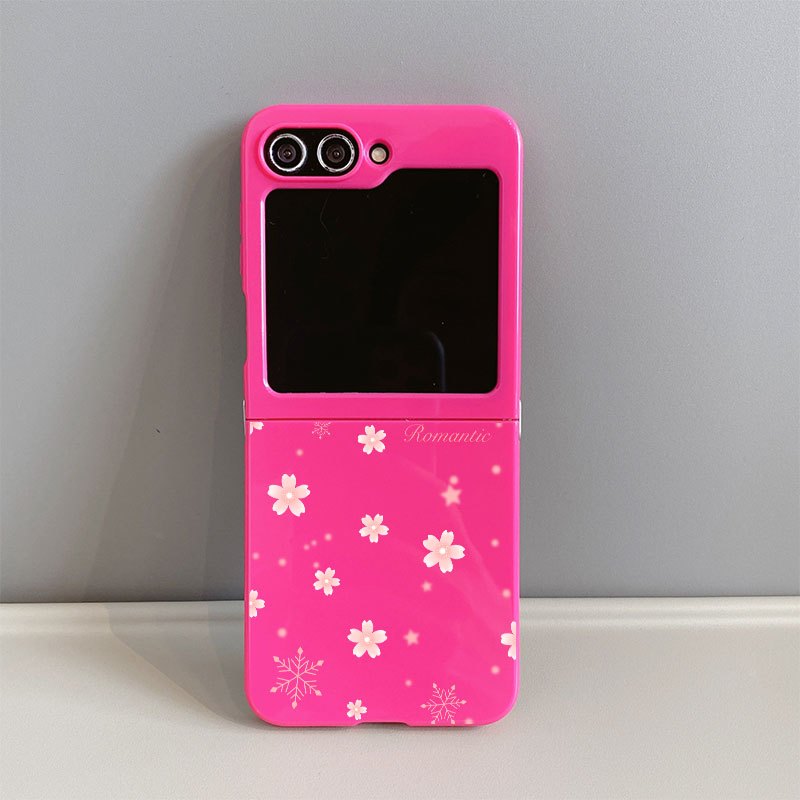 TEMU Phone Case - A Pink Snowflake And Magenta Tpu Case Designed For The For Galaxy Flip Series, Providing Full Protection Against Drops For Models