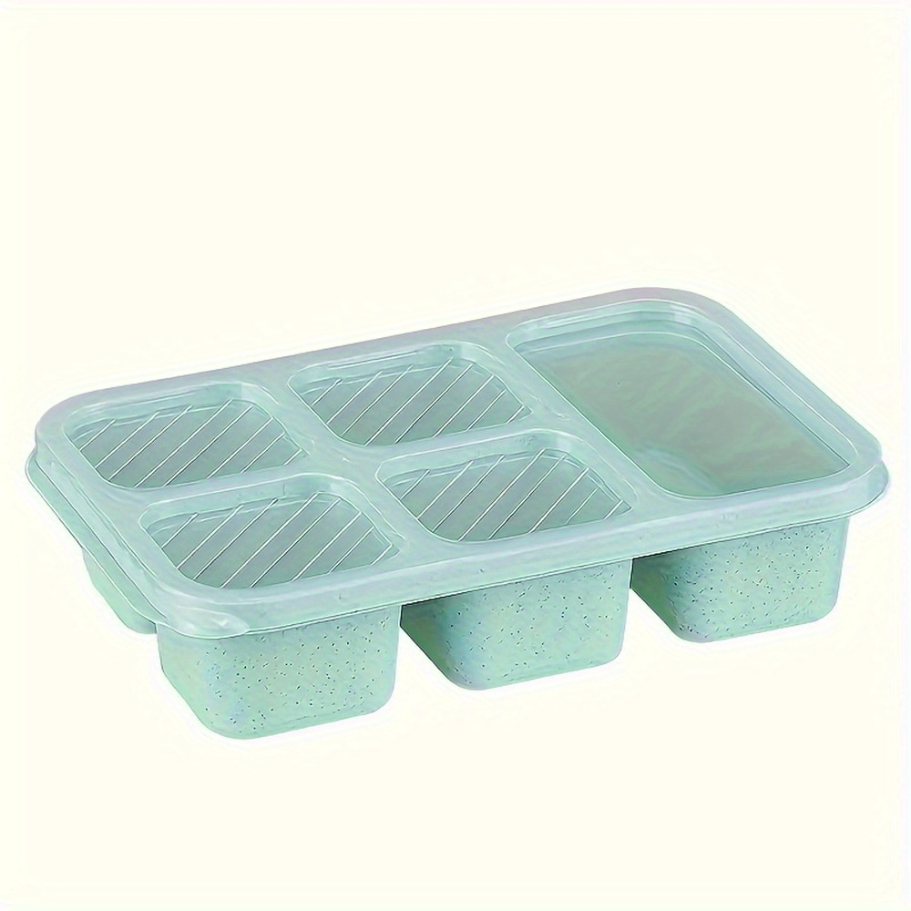 Image of 5-compartment Portable Snack Box With Lid - Leakproof Airtight Food Storage Container Suitable For Work, Travel, Camping & Picnics - Spacious Container For Snacks, Lunch Prep, Meals
