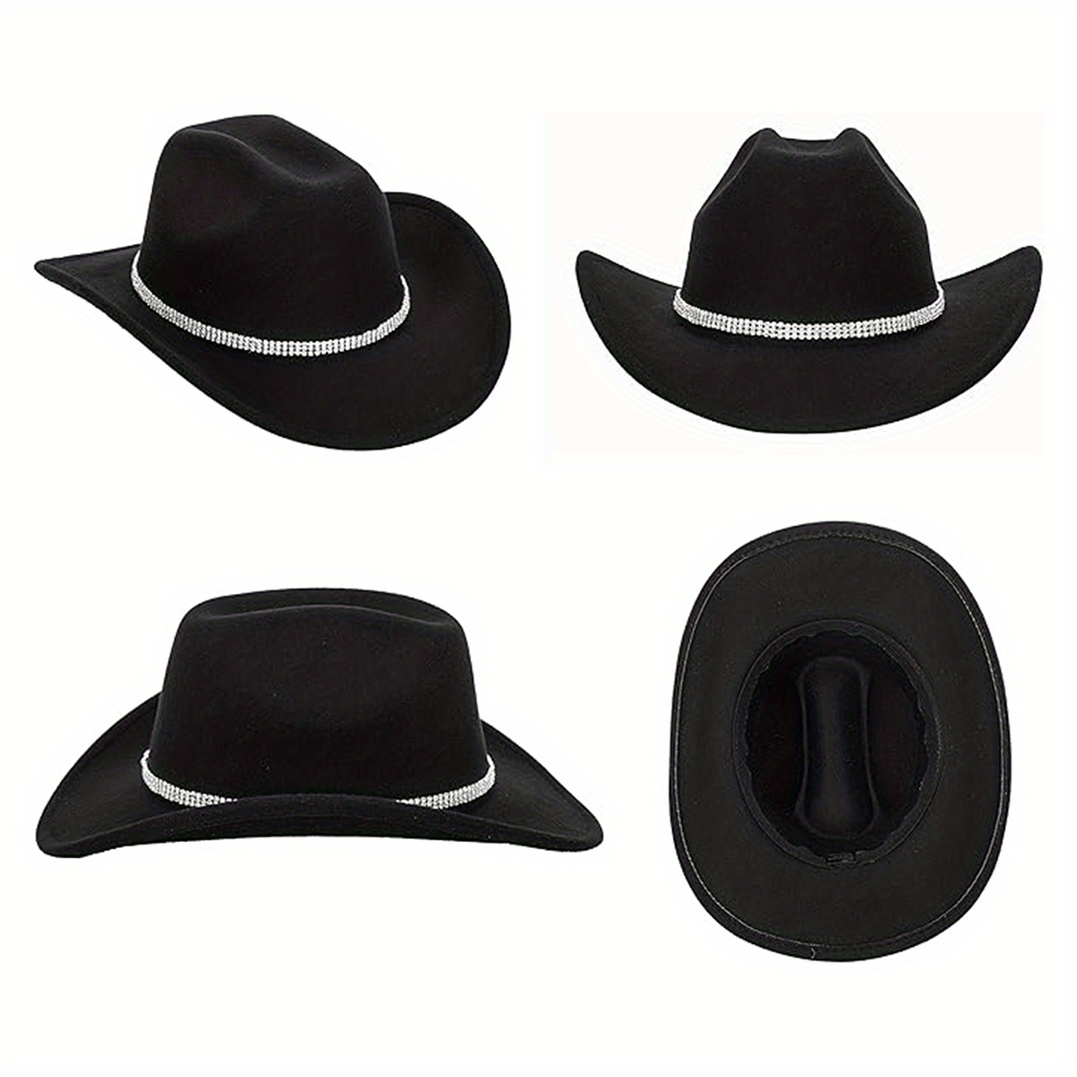 unisex western felt cowboy hats classic roll cowgirl wide - Temu