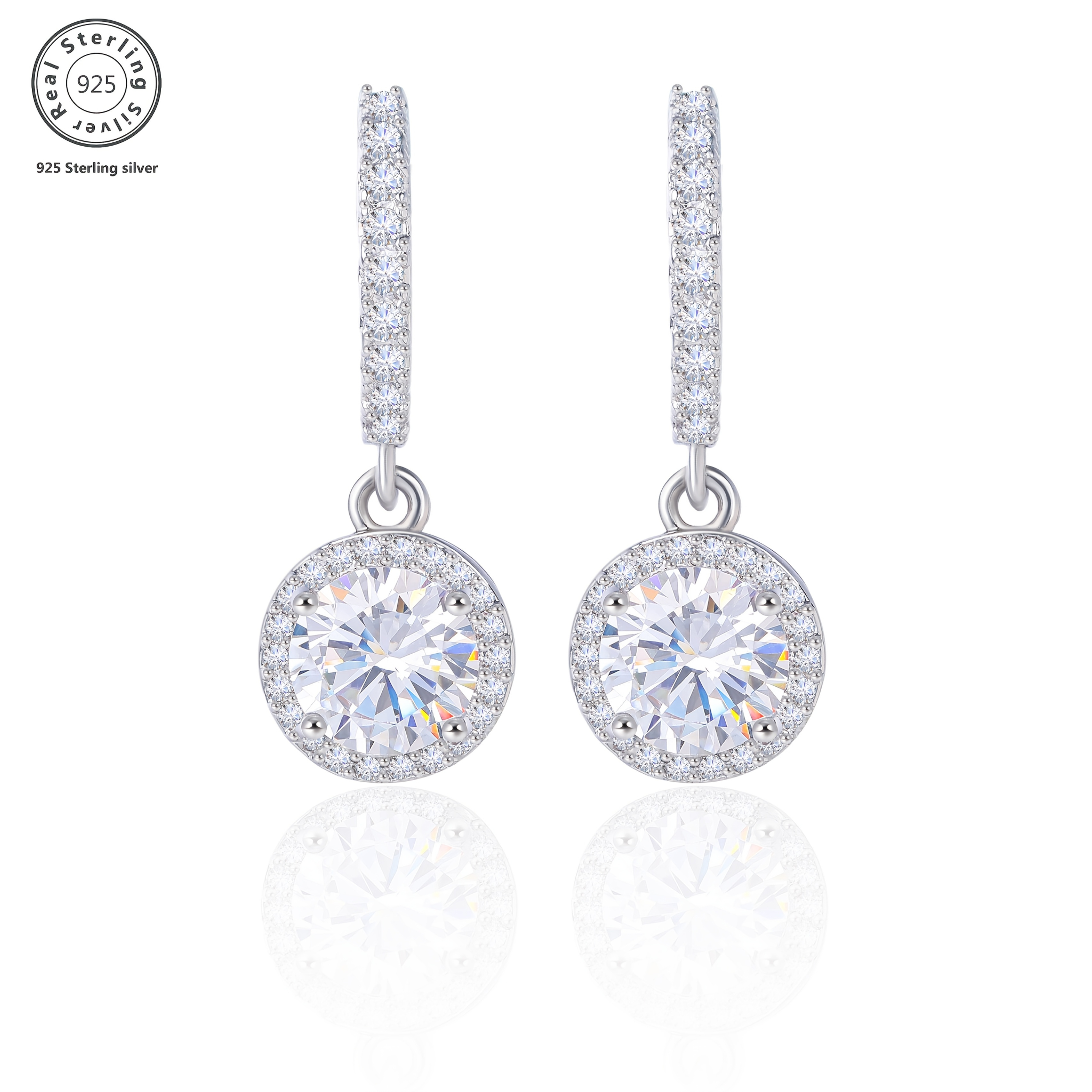 925 sterling silver 32g womens round   stud earrings exquisite elegant fashion   perfect gift for birthday festival and anniversary including exquisite gift box Product details 1
