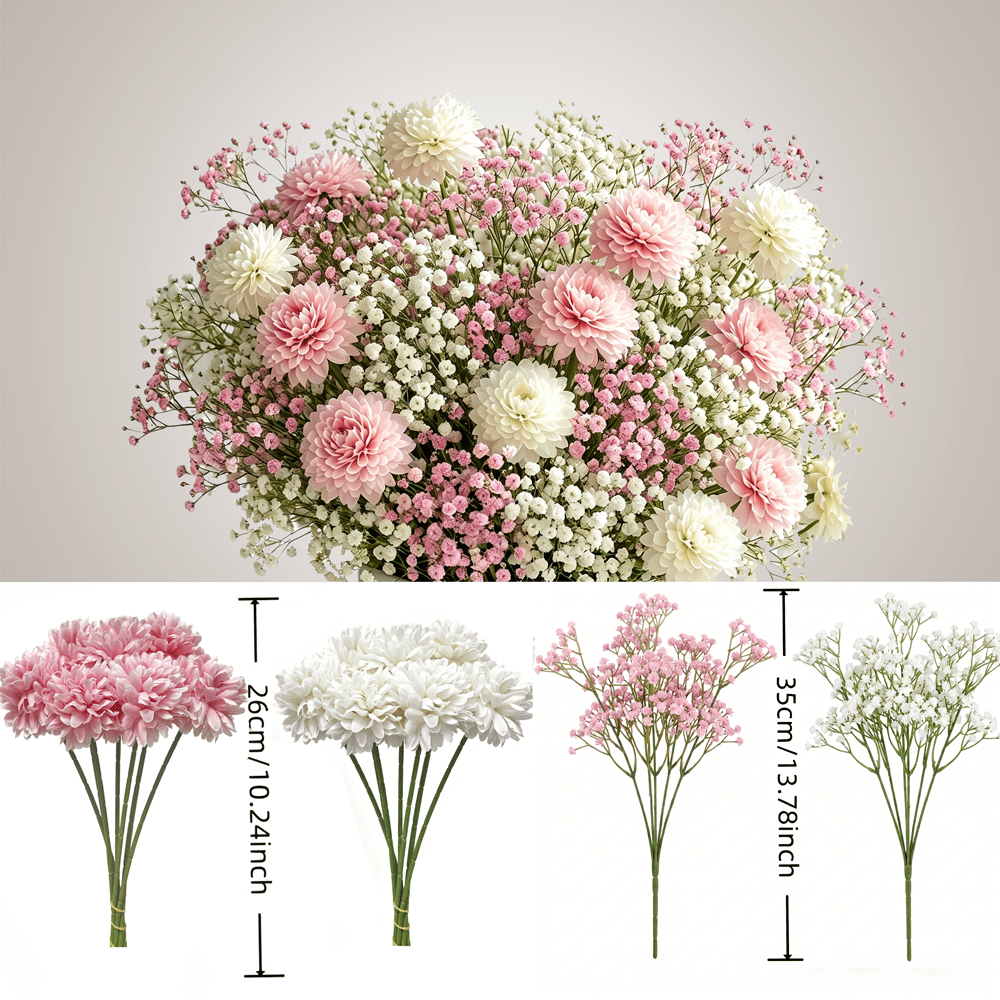 26pcs Simulation Low- Pink | Floral Arrangement - Suitable For Indoor Home Decor, Perfect For Weddings, Handmade Crafts, Spring/summer Themes, Parties, Gardens, And Vase Displays