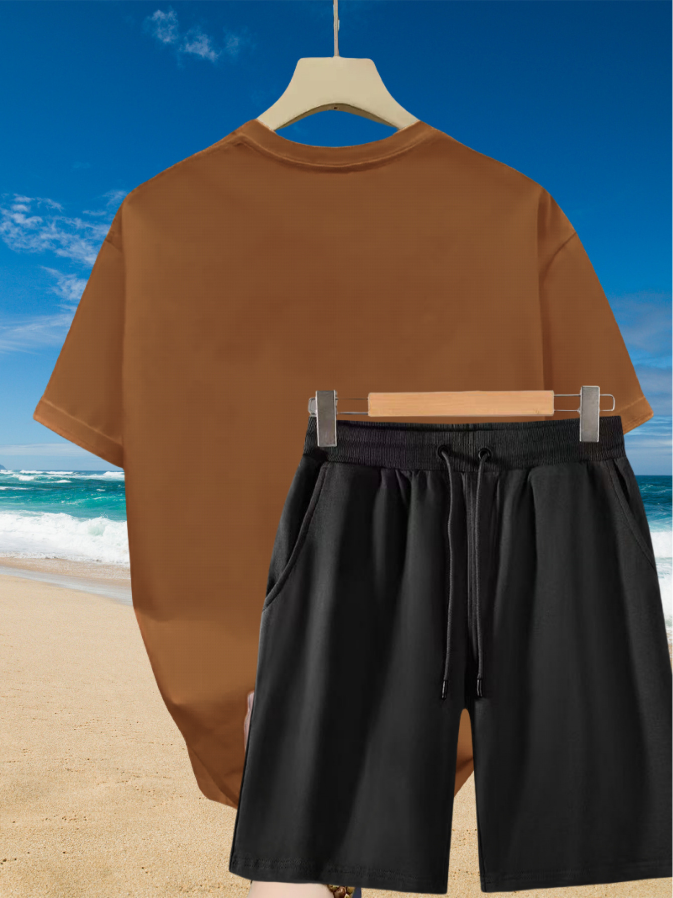 2pcs Men'S Summer Casual Outfit: Relaxed Fit Cotton T-Shirt & Drawstring Shorts Set - Floral Graphic Printed - Sporty, Comfortable, Beach-Ready, Summer Shorts, for Daily & Weekend Casual Wea