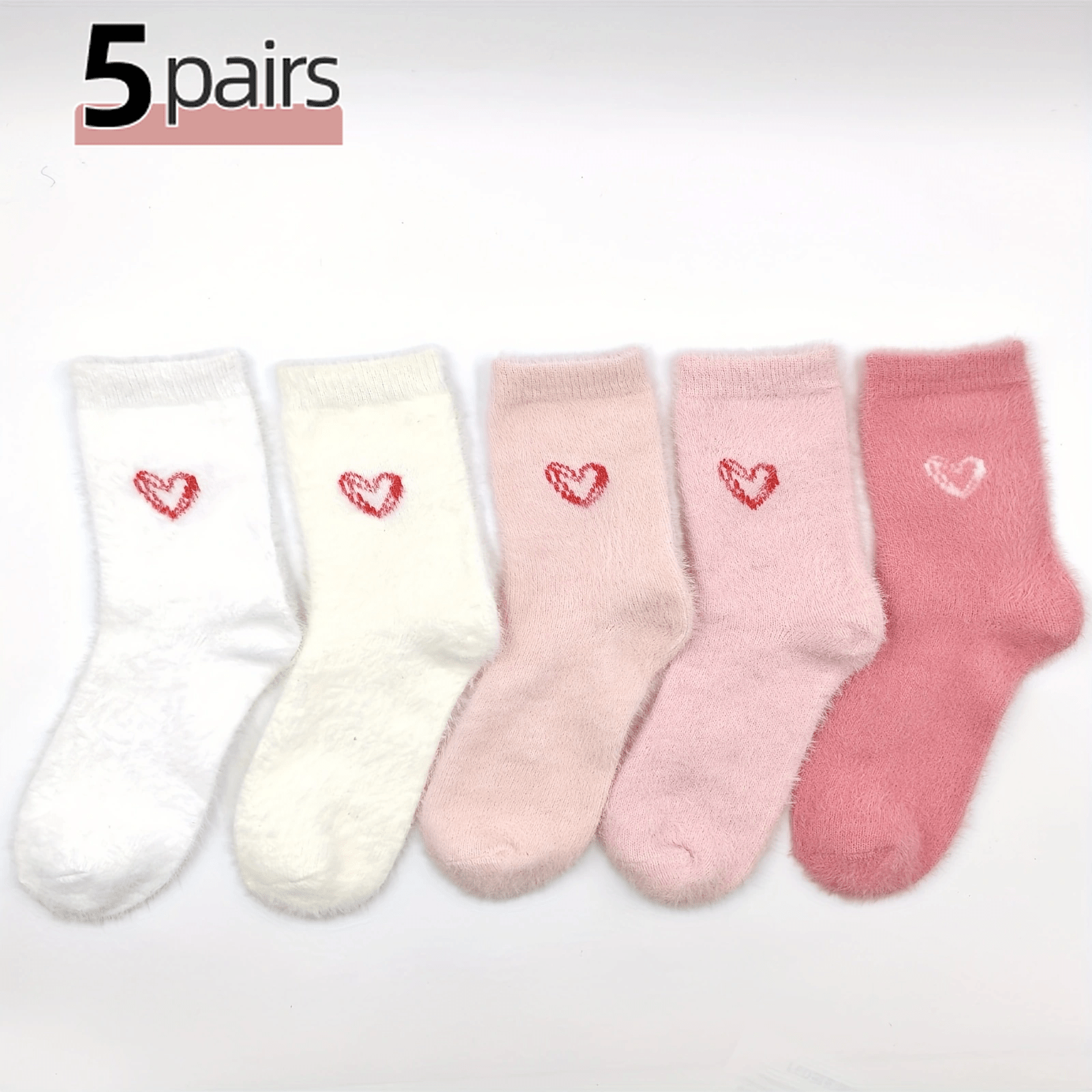 

5 Pairs 's Fuzzy Knee-length , And Elastane , , Pattern, Washable, For , Parties, , , And School