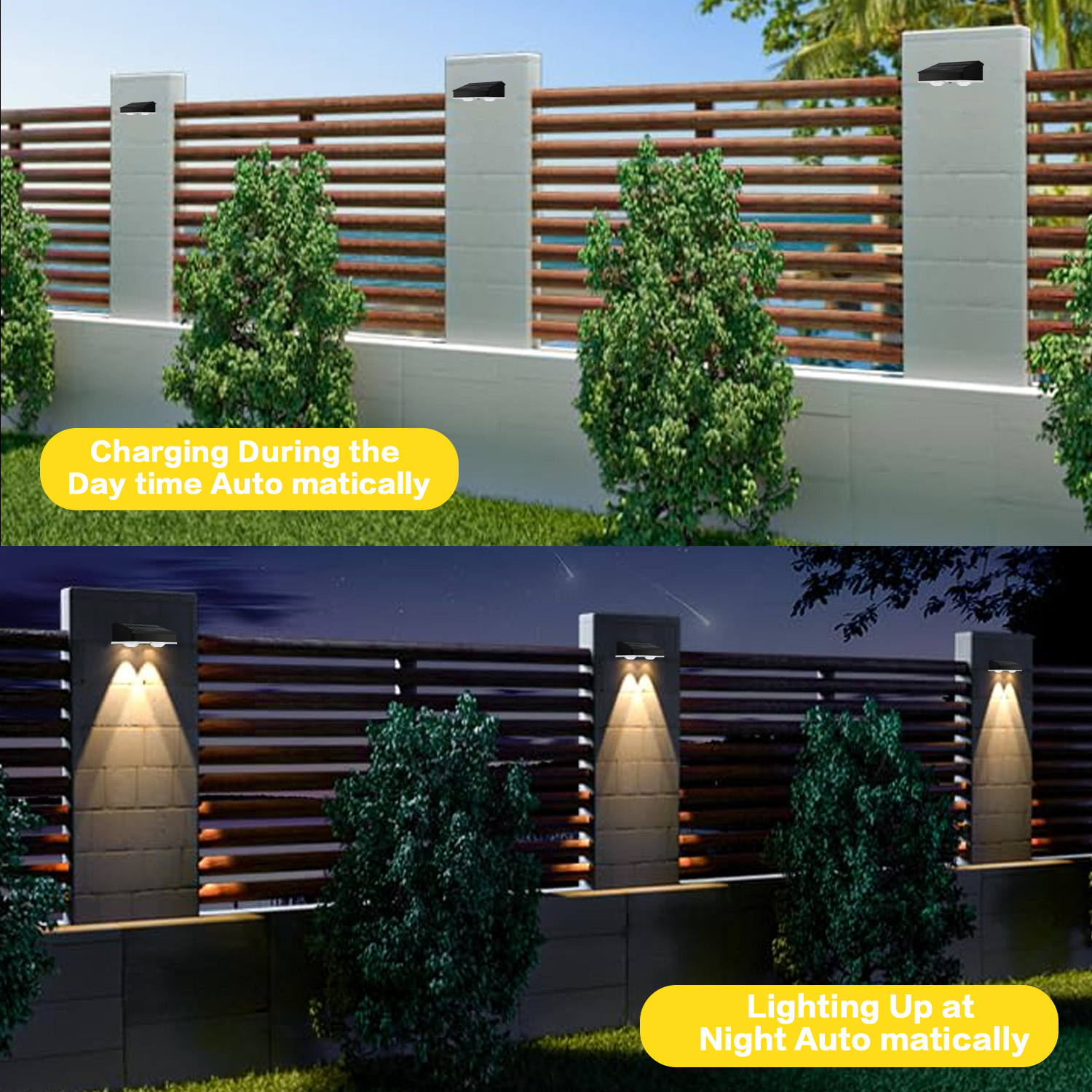 2pcs Solar-Powered Smart Lights for Outdoor Use