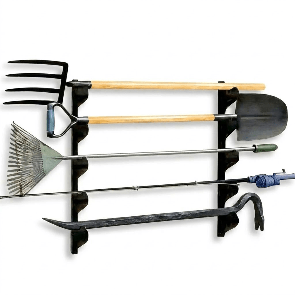 TEMU 2pcs Heavy-duty Wall Mount Tool Rack, Space-saving Garden And Garage Tool Organizer For Shed, Warehouse, And Home Use