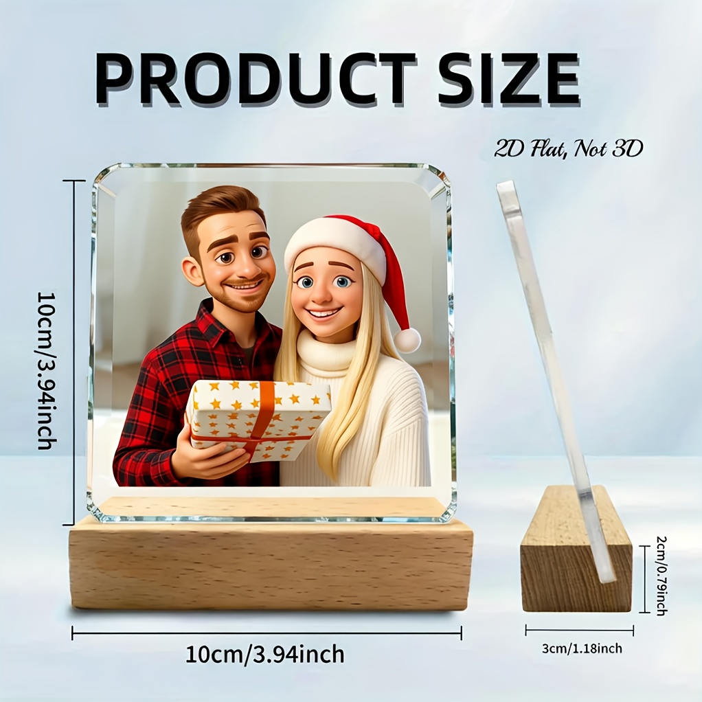 TEMU 2d Flat, Custom Photo To Cartoon Picture Frame Suitable For 's Day, Easter, Mother's Day Gifts - Diy Ai Conversion Acrylic Photo Display With