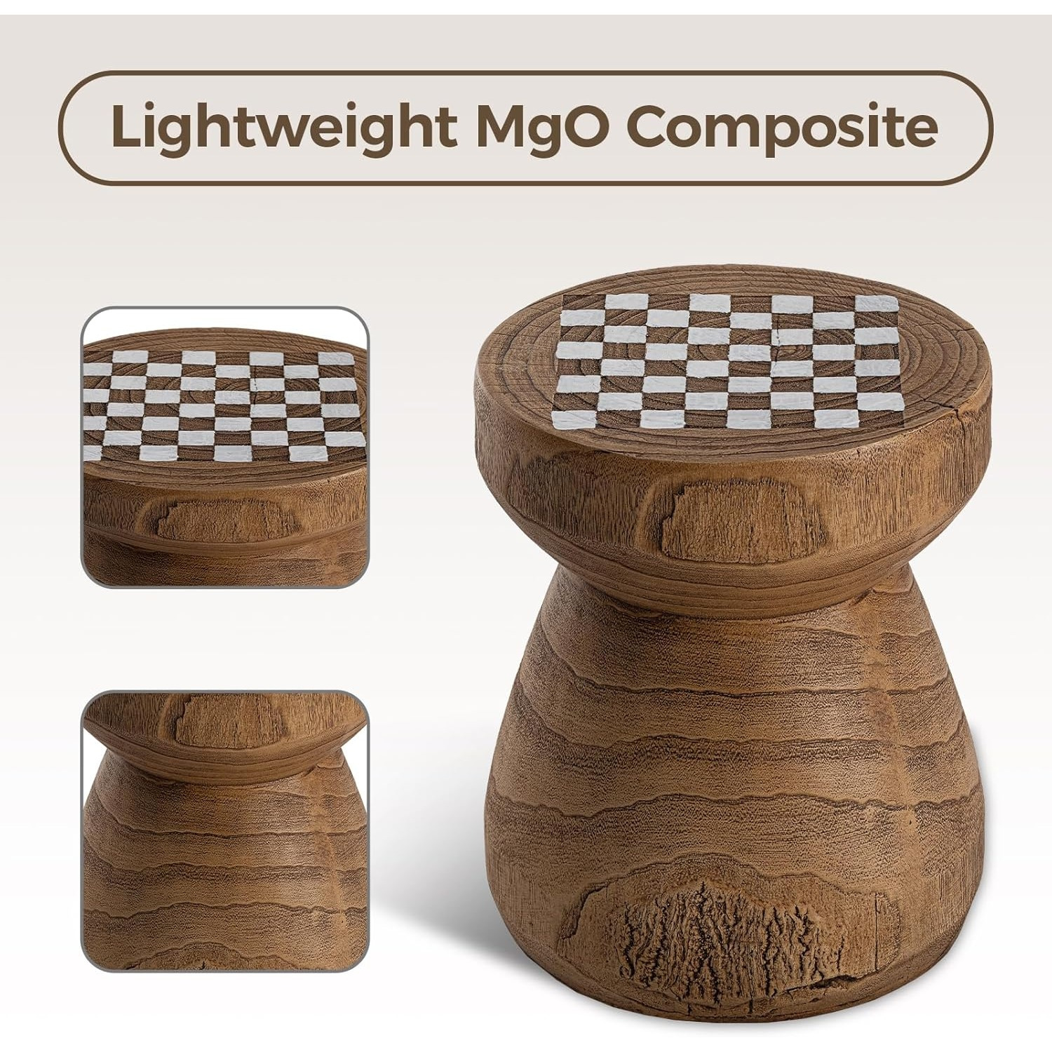 14-inch Retro Concrete Checkerboard Side Table & Chess Table