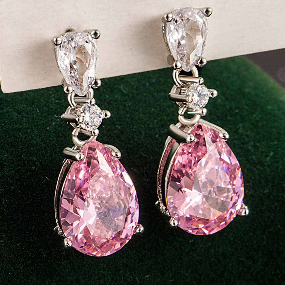 TEMU Moissanite: (gra Certificate) S925 Featuring Moissanite Pink Diamonds In A Hollow Teardrop Design, A Trendy And Unique Gift For Wedding