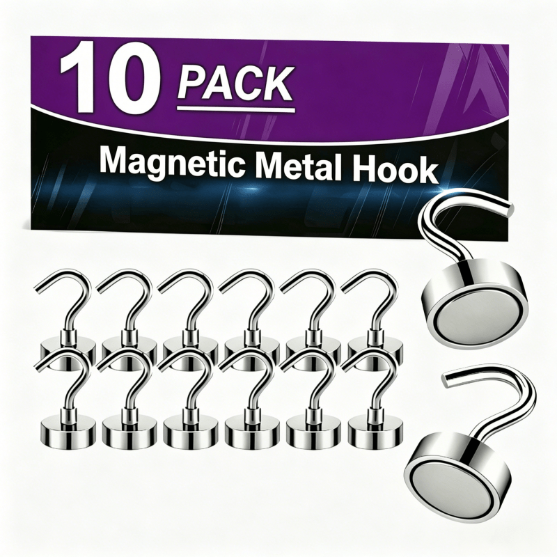 TEMU 38pcs Or 10pcs High-quality Magnetic Metal Hook Set, 16mm Diameter Round Base Classic Firm, Durable, Magnetic Adsorption Does Not Fall; Suitable