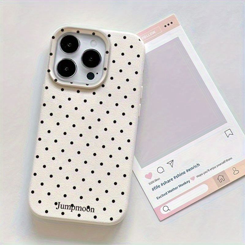 TEMU Phone Case - 1pc Polka Lychee Pattern Embossed Texture Phone Case, Suitable For Iphone 16 15 14 13 12 Pro Phone Case, Personalized Protective