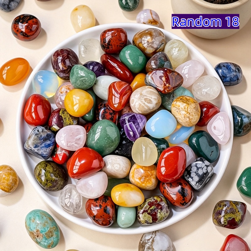 TEMU Random 18pcs Agate Stones, Stone Minerals, Assorted Natural Stones, Irregular Polished Stones, Pebbles, Suitable For Home Decor, Interior