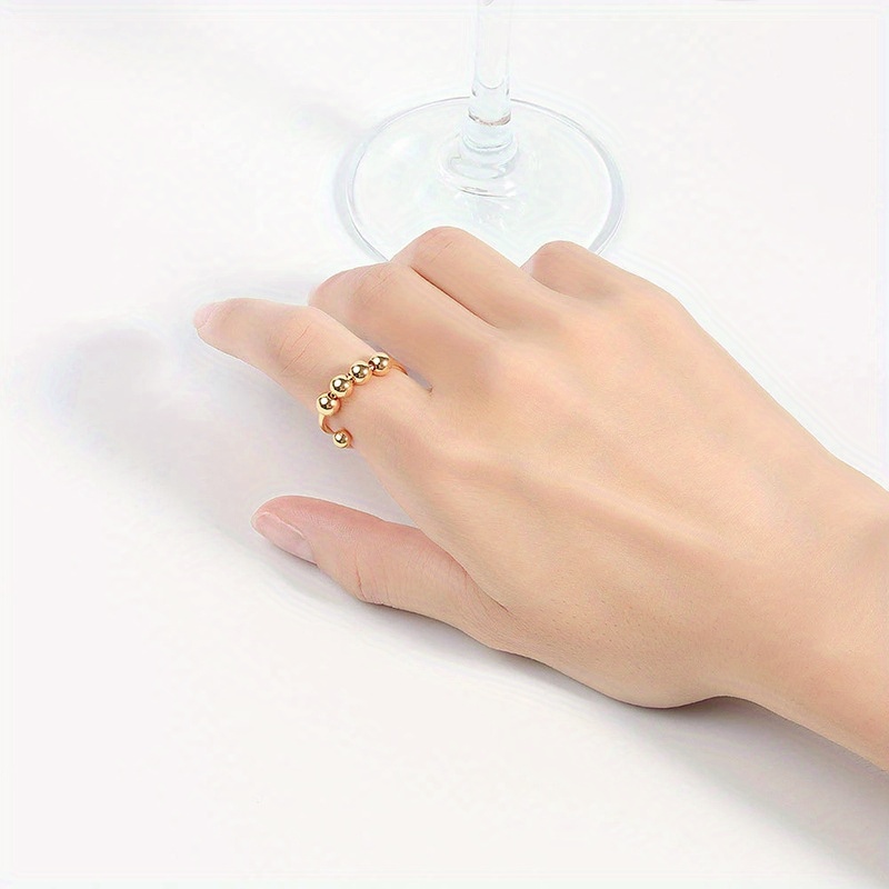 women s adjustable anxiety & relax ring - stainless steel double-layer rotatable bead jewelry with smooth spinning beads, everyday & party jewelry, anniversary valentine s gift for her, durable tarnish-resistant chain for   wear, celestial symbol design, classic minimalist style, no power needed, daily wear jewelry, celestial symbol jewelry, tarnishresistant jewelry, festival accessory, elegant accessory,   metal, beaded accessory,  , simple earrings Product details 2