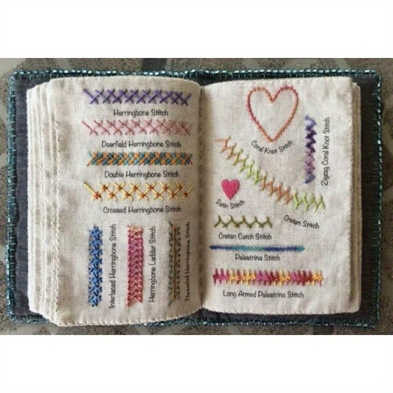 TEMU Beginner-friendly Embroidery Book - Diy Sewing Guide With Colorful Patterns & Instructions, White, Adults Learning Embroidery Techniques, Book |