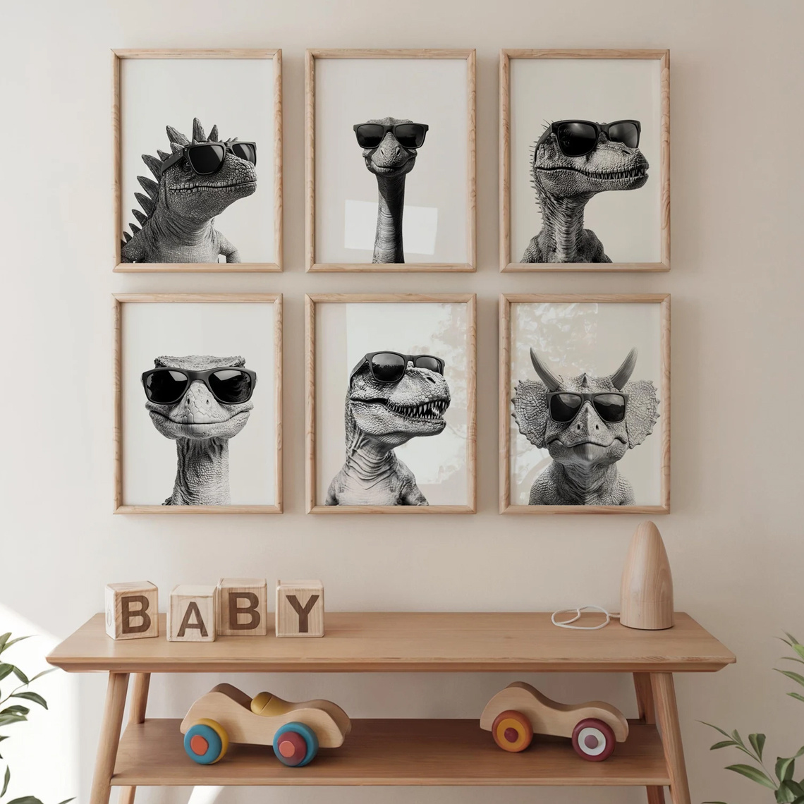 TEMU 6 pièces, Art mural, Affiches, Lot de 6 de dinosaures, Art mural de dinosaures, Décoration de chambre de dinosaures, Décoration de chambre de