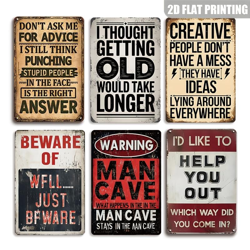 TEMU Retro Flat Wooden Signs 6pcs Set - Art Decor For Home, Living Room, Bedroom, Dorm, Men', Outdoor Decor, Unique Gift For Humorous Enthusiasts