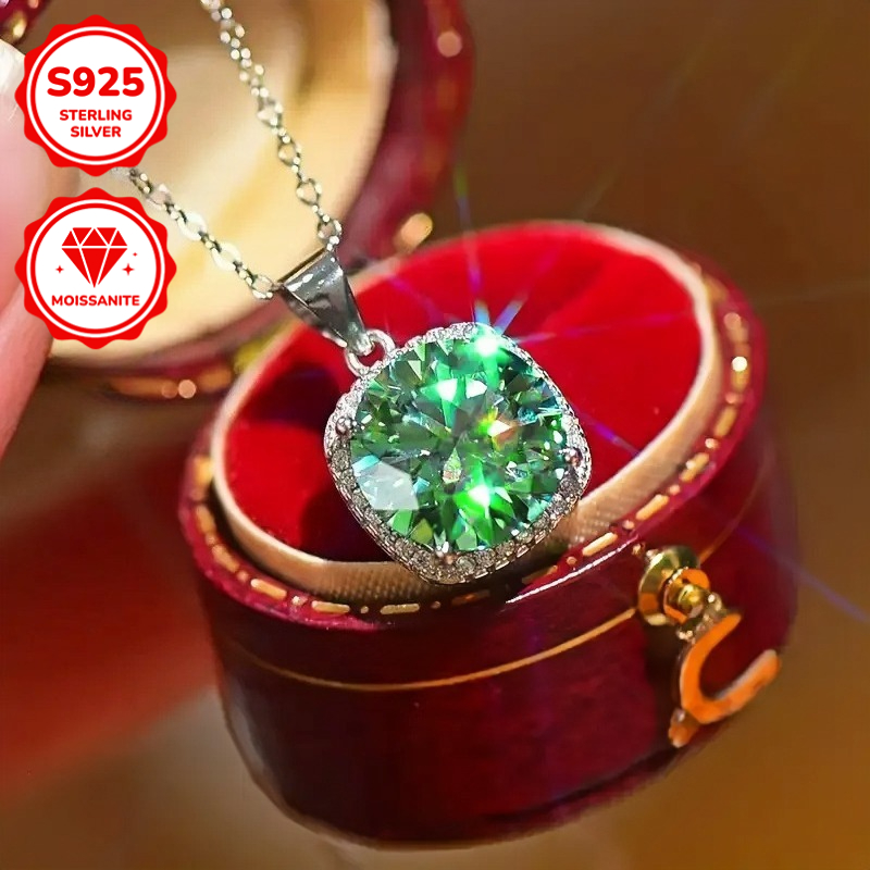 TEMU 1pc 5.0 Carat This 925 Moissanite Pendant Necklace Is Suitable For Women' Wear And Can Be As A Birthday Gift.