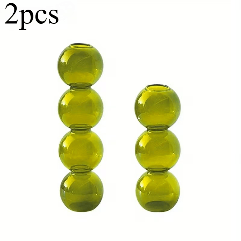TEMU Set Of 2 Glass Vases With A Spherical Design, Suitable For Decorating Living Rooms And Dining Areas, Ideal For Christmas, , And Valentine's Day