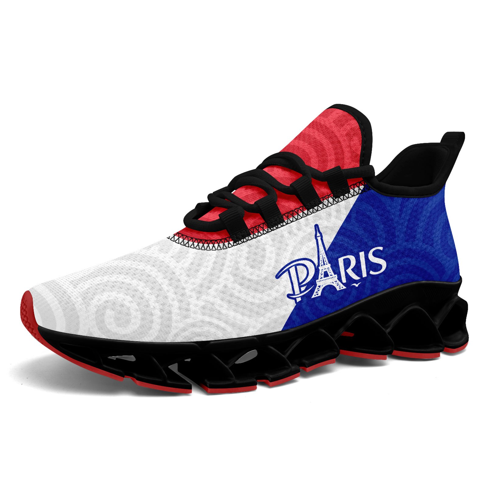 TEMU Baskets Grande Taille pour Femme sur le Thème - Baskets Basses à Lacets Rouge-Bleu avec Semelle et Bout Rond, Baskets Respirantes pour et