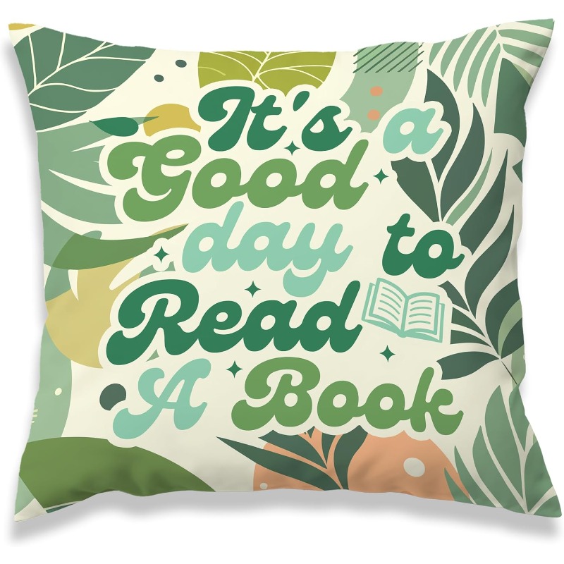TEMU 2d Flat Printing 1pc, Home Decor Products Throw Pillow 's To Read A Book Classroom Decorative Throw Pillow Covers, Reading Leaf Pillow Covers