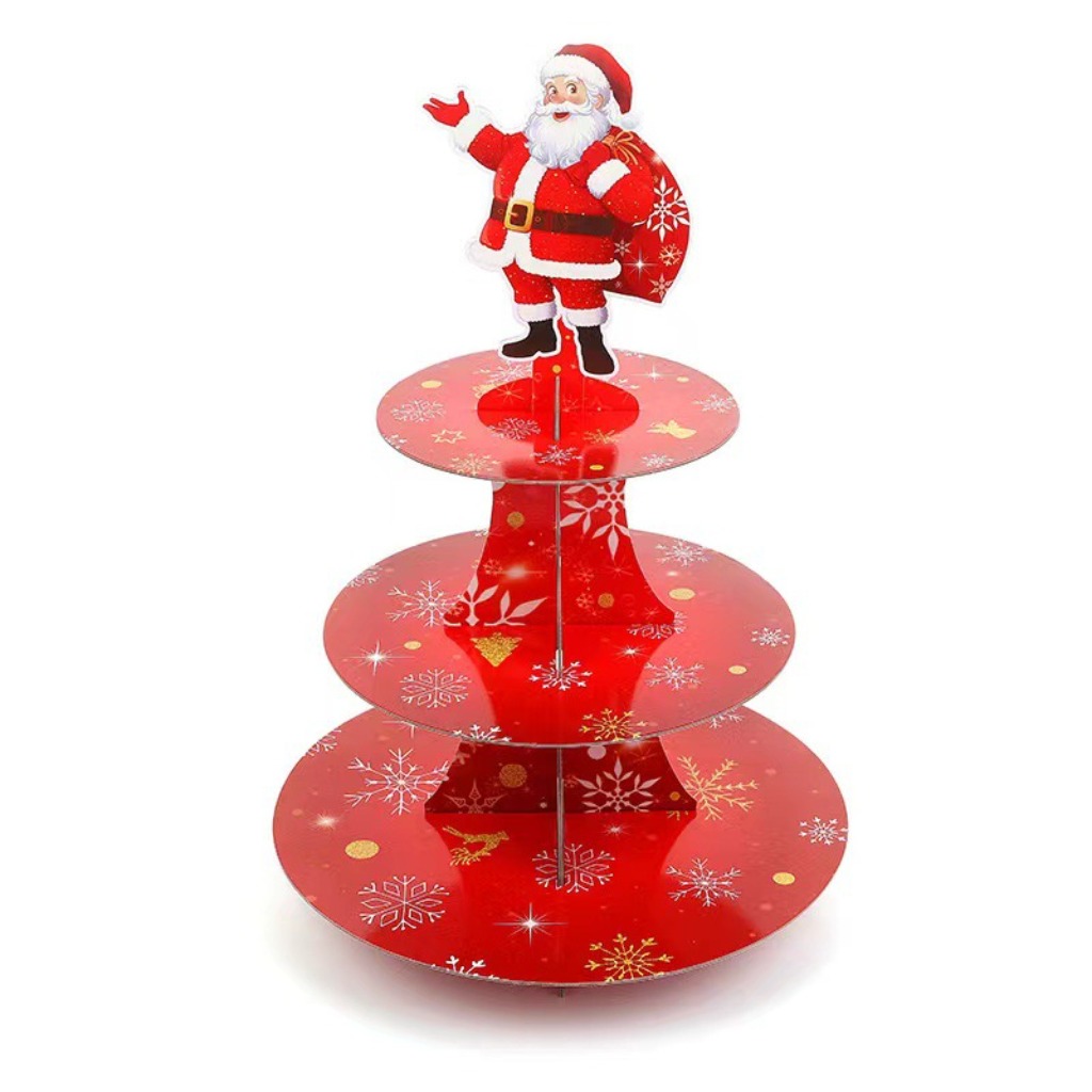 TEMU 17.5-inch 3-tier Christmas Party Dessert Display Stand, Creative Cake Plate For Holiday Gatherings, Non-food Contact Serving Tray For Festive